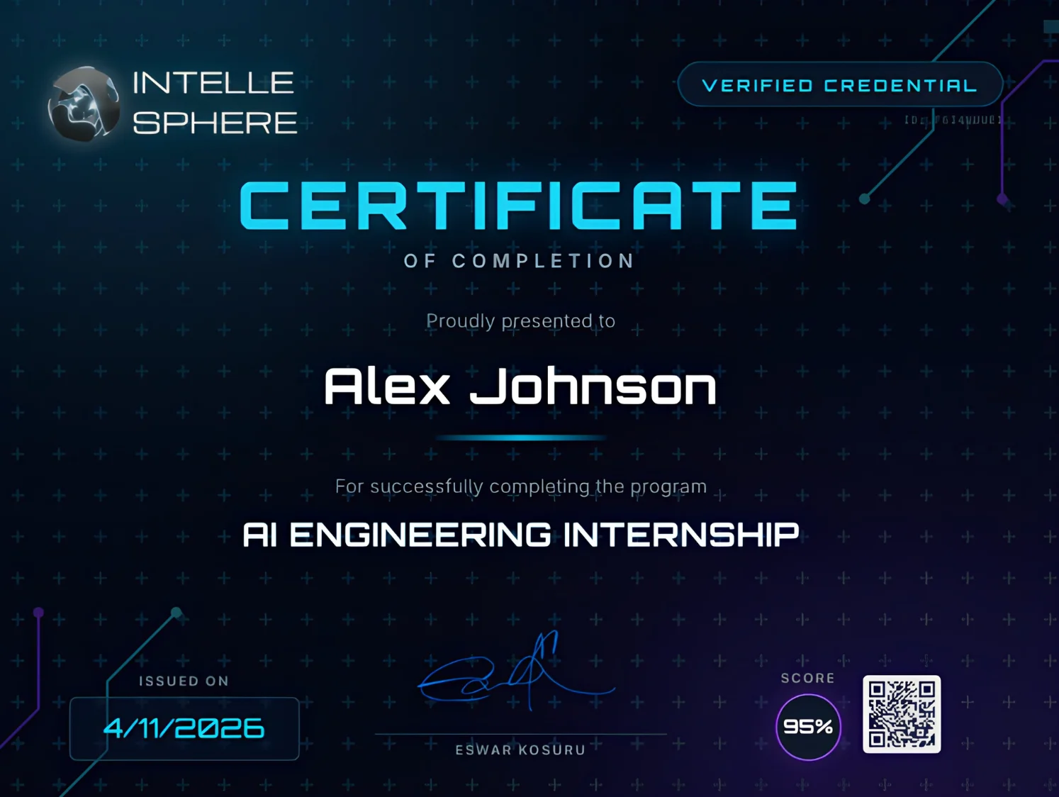 Sample IntelleSkill scored certificate with public verification URL